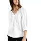 Alfani Women's Split Neck Balloon-Sleeve Top White Size Small