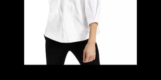 Alfani Women's Split Neck Balloon-Sleeve Top White Size Small
