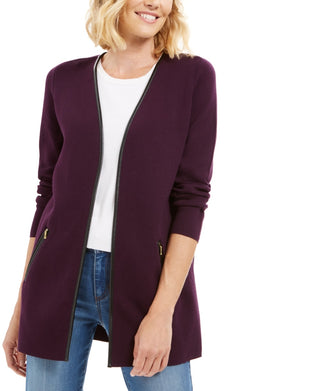 Charter Club Women's Milano Cotton Completer Sweater Purple Size Petite Medium