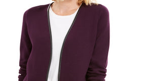 Charter Club Women's Milano Cotton Completer Sweater Purple Size Petite Medium