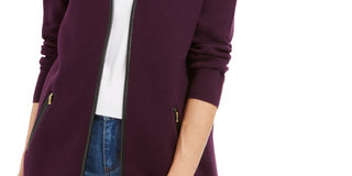 Charter Club Women's Milano Cotton Completer Sweater Purple Size Petite Medium