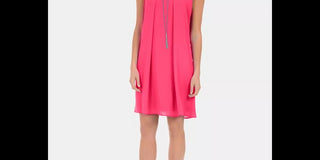 NY Collection Women's Keyhole Back Dress With Necklace Pink Size Petite Large