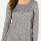 Style & Co Women's Long Sleeve Scoop Neck Top  Grey Size Medium