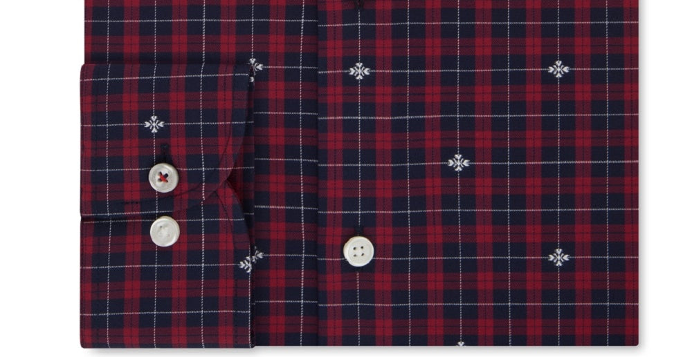 Tommy Hilfiger Men's Slim-Fit Check Dress Shirt Red Size  XL