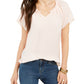 Style & Co Women's Crinkle Flutter-Sleeve Top Pink Size Small