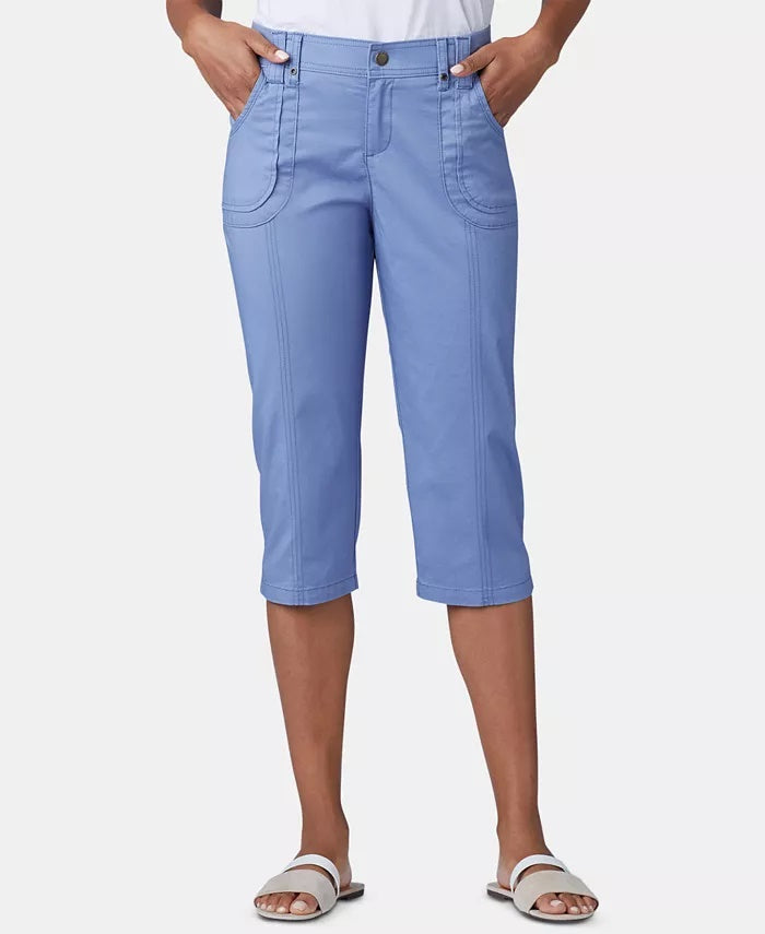 Lee Women's Patch Pocket Capri Pants Blue Size 12 Petite