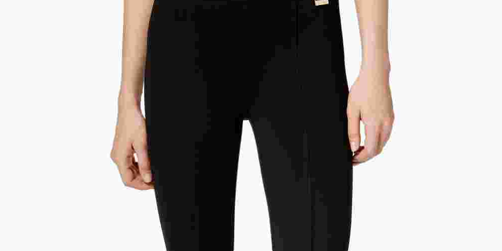 Calvin Klein Women's Pull On Wide Waistband Knit Pants Black Size Medium