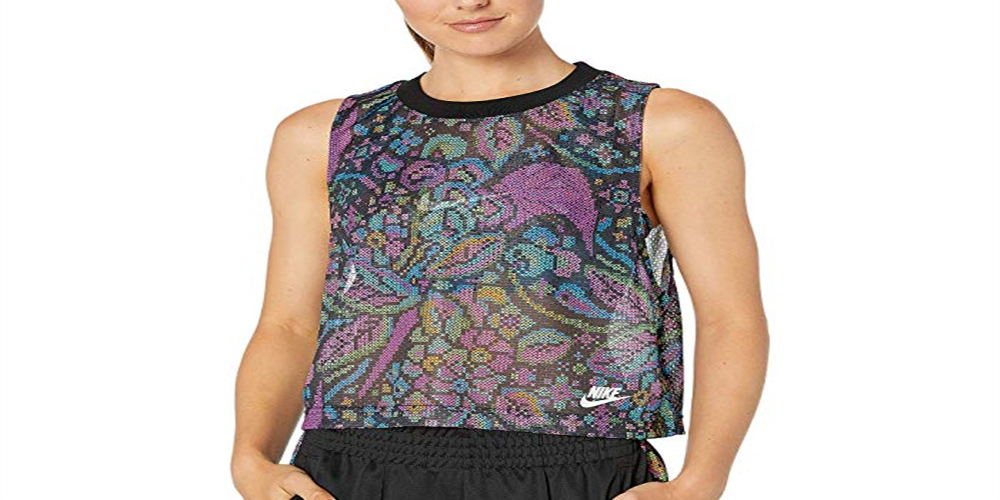 Nike Women's Printed Cropped Tank Top Multi  Size Medium