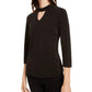 Monteau Women's Metallic Mock-Neck Top Black Size Petite X-Large