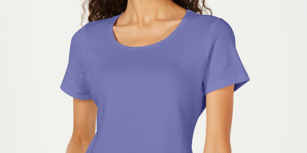 Karen Scott Women's Short Sleeve Scoop Neck Top Purple Size Small