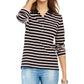 Tommy Hilfiger Women's Long-Sleeve Polo Shirt Navy Multi Size Small