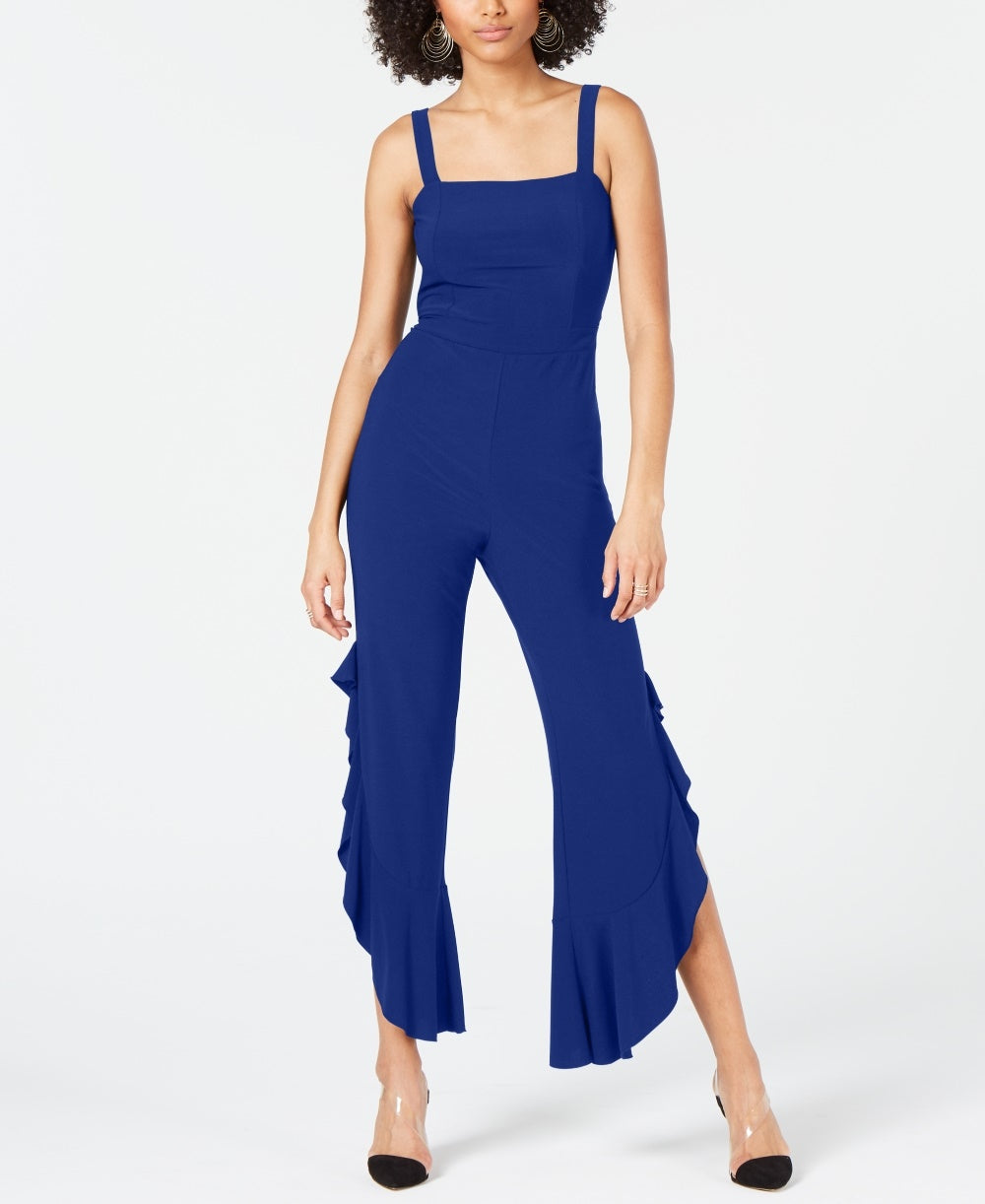 INC International Concepts Women's Sleeveless Wide-Leg Party Jumpsuit  Blue Size 10 Petite