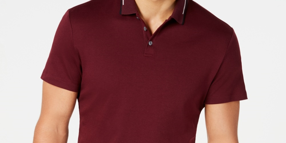 Alfani Men's Classic Fit Tipped Polo Wine Size XXX-Large