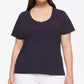 Tommy Hilfiger Women's Plus Cotton V-Neck T-Shirt Blue Size 3X