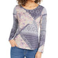 Style & Co Women's Printed Knit Top Blue Size M