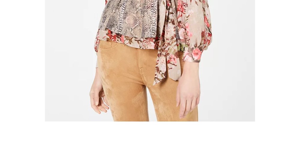 INC International Concepts Women's Printed Peplum Wrap Blouse Red Size XX-Large