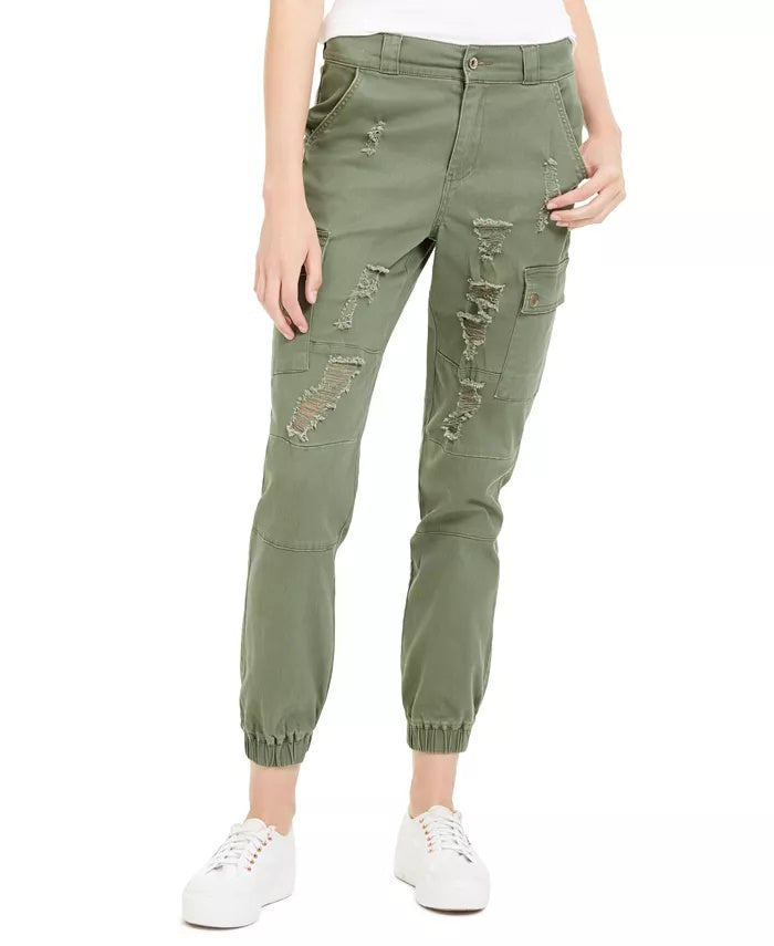 Dollhouse Junior's Destructed Cargo Pant Green Size 3