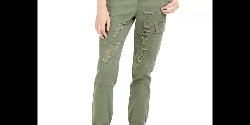 Dollhouse Junior's Destructed Cargo Pant Green Size 3