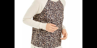 Ideology Women's Leopard Print Sweatshirt Beige Size Small