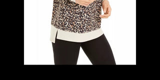 Ideology Women's Leopard Print Sweatshirt Beige Size Small