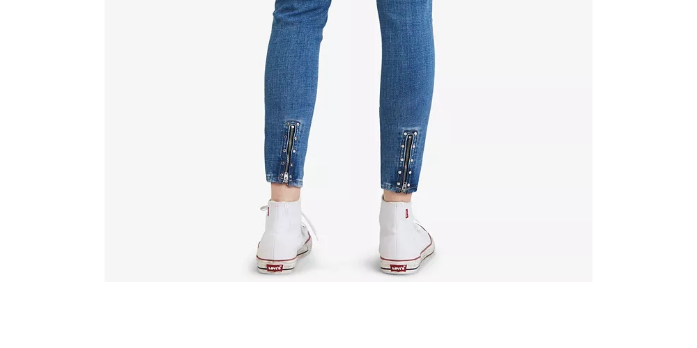Levi's Women's 711 Studded Zip Detail Ankle Skinny Jeans Blue Size 32