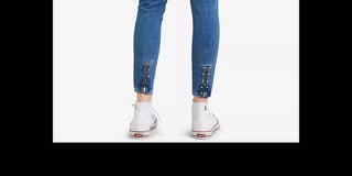 Levi's Women's 711 Studded Zip Detail Ankle Skinny Jeans Blue Size 32