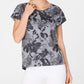 Ideology Women's Floral Print T-Shirt Black Size X-Small