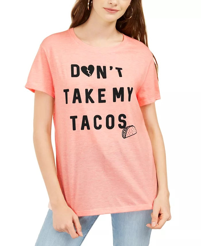 Love Tribe Junior's Taco Graphic Print T-Shirt Orange Size Small