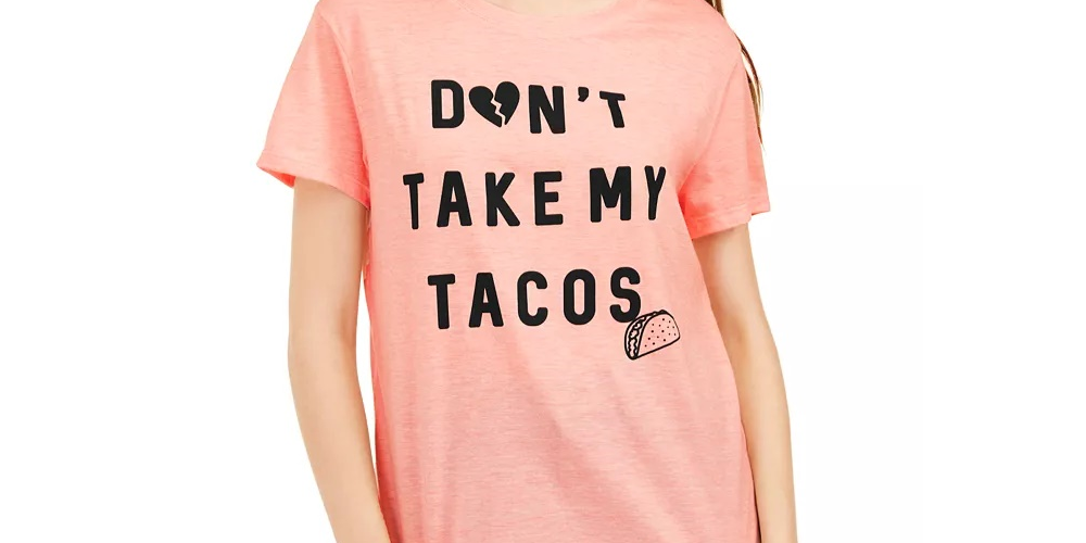 Love Tribe Junior's Taco Graphic Print T-Shirt Orange Size Small