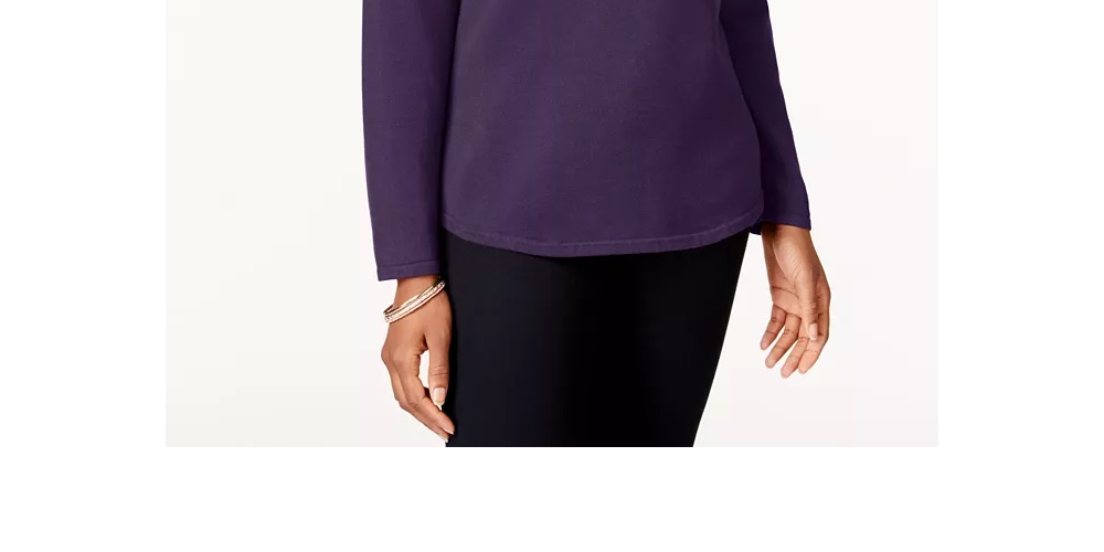 Karen Scott Women's Cotton Sweater Purple Size Medium