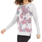 Ideology Women's Floral Printblocked Terry Top Gray Size Small