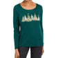 Karen Scott Women's Embellished Cotton Top Green Size Petite S