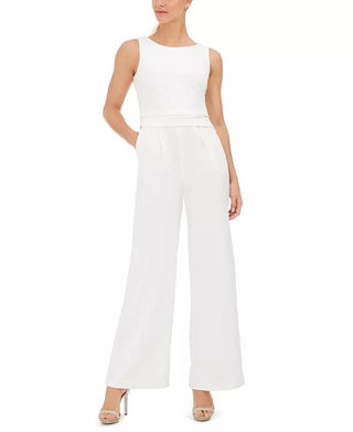 Calvin Klein Women's Sleeveless Jewel Neck Jumpsuit White Size 4