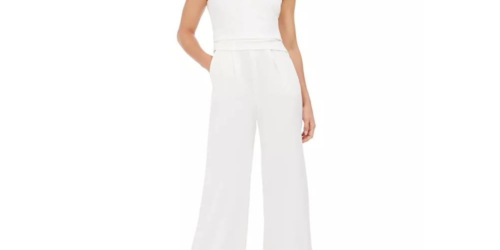 Calvin Klein Women's Sleeveless Jewel Neck Jumpsuit White Size 4
