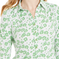 Charter Club Women's 3/4 Sleeve Printed Polo Top Green Size XX Large