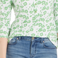 Charter Club Women's 3/4 Sleeve Printed Polo Top Green Size XX Large
