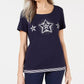 Karen Scott Women's Cotton Star Print Top Blue Size Small