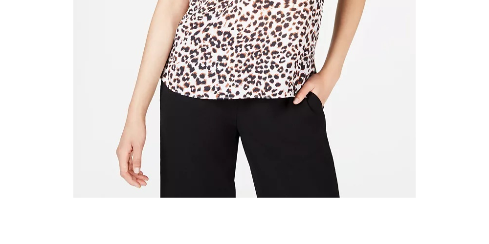 Bar III Women's Leopard Camisole Blouse White Size Small