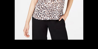 Bar III Women's Leopard Camisole Blouse White Size Small