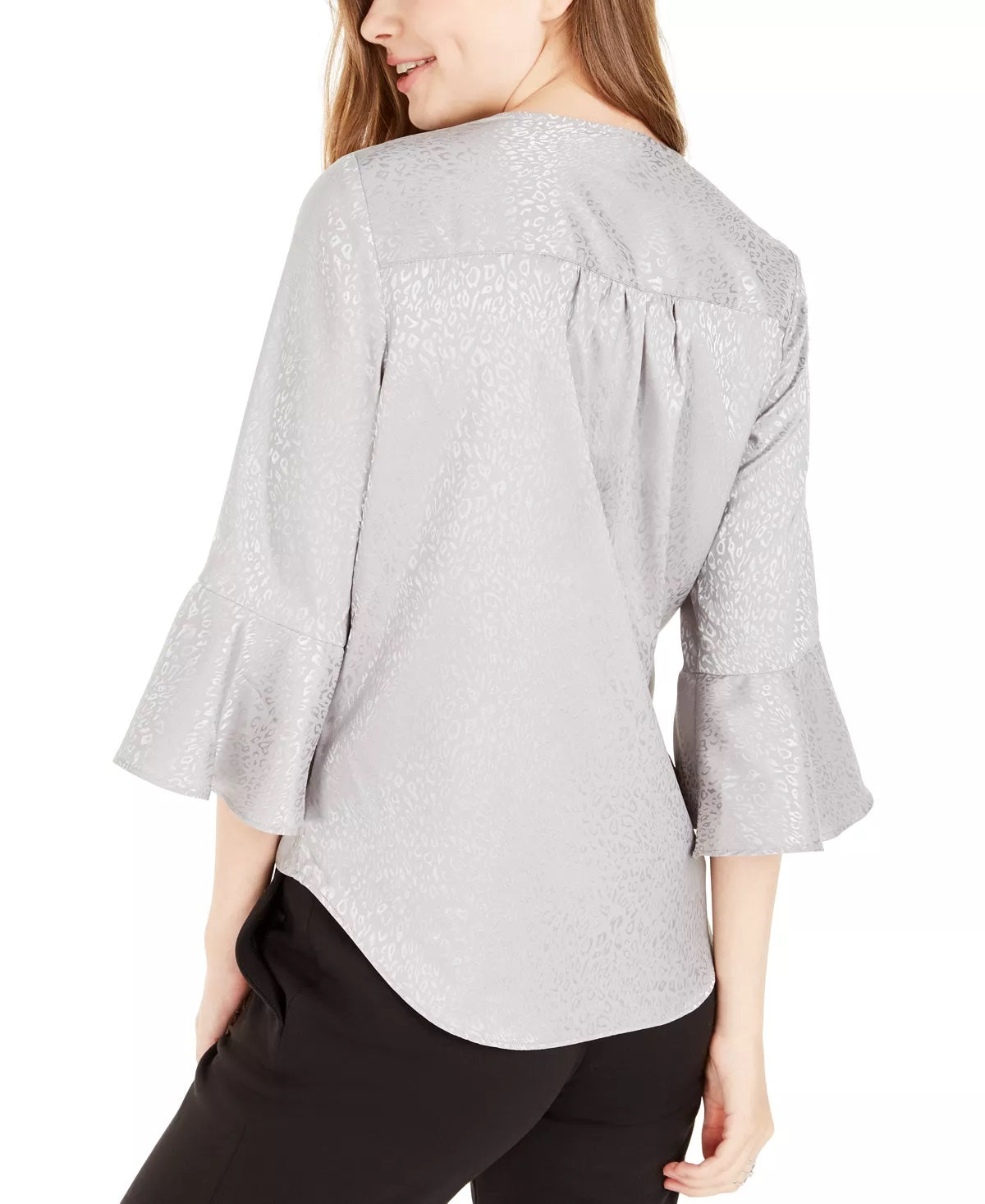 BCX Junior's Animal Print Wrap Top Silver Size Small