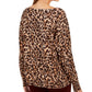 Style & Co Women's Animal Print Long Sleeve Scoop Neck Sweater Brown Size PP