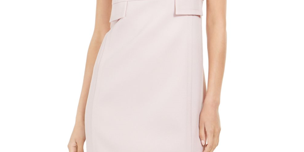 Anne Klein Women's Short Sleeve Jewel Neck Above the Knee Shift Dress Pink Size 12