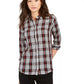 Charter Club Women's Plaid Cotton Button Up Shirt Black Size Petite Small
