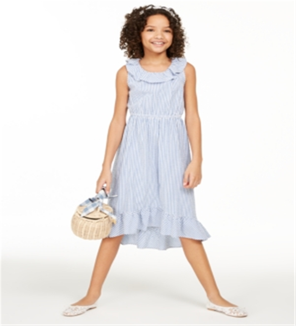Charter Club Big Girl's Mommy & Me Seersucker Dress Blue Size L