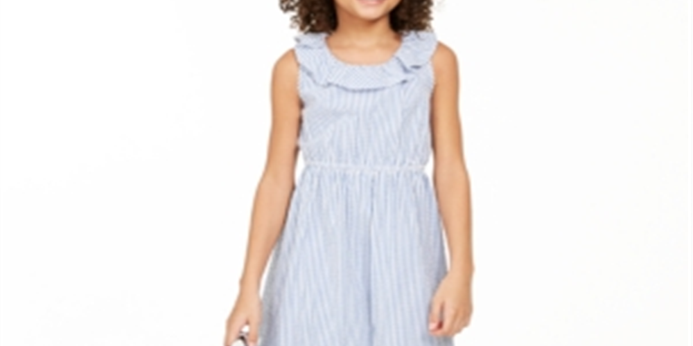 Charter Club Big Girl's Mommy & Me Seersucker Dress Blue Size L