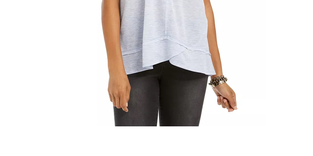 Style & Co Women's V Neck High Low Tank Top White Size Medium