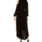 NY CollectionWomen's Velvet Cold Shoulder Tie Waist Dress Black Size -PXL