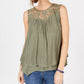 Style & Co Women's Lace Trim Swing Top Beige Size Small