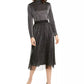 Alfani Women's Swiss Dot Metallic Midi Skirt Gray Size PL
