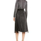 Alfani Women's Swiss Dot Metallic Midi Skirt Gray Size PL